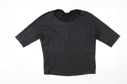 Front view of Hauber women’s black round neck viscose jumper, size UK 12