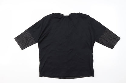 Back view of Hauber women’s black round neck viscose jumper, size UK 12
