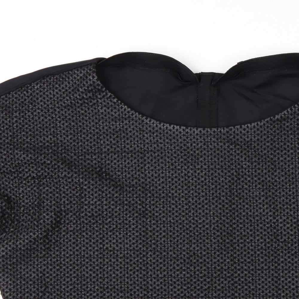 Close-up detail of Hauber women’s black round neck viscose jumper, size UK 12