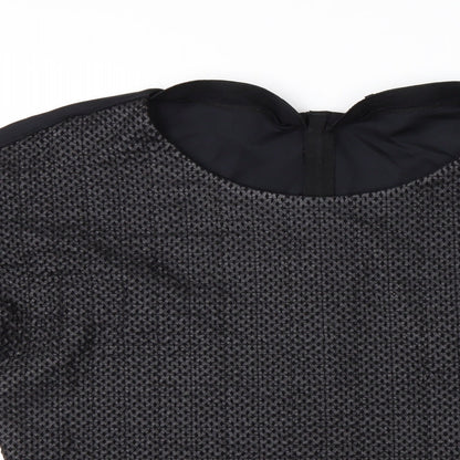 Close-up detail of Hauber women’s black round neck viscose jumper, size UK 12