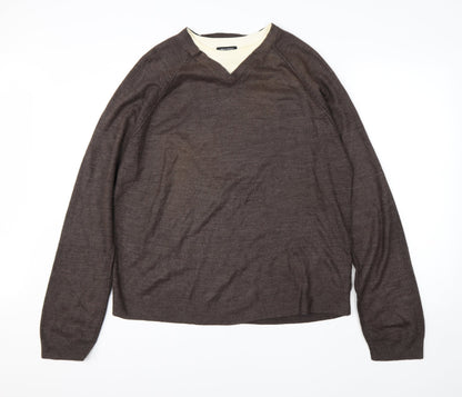 Urban Spirit Mens Brown Round Neck  Acrylic Pullover Jumper Size XL