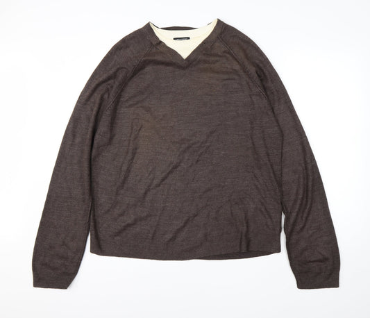Urban Spirit Mens Brown Round Neck  Acrylic Pullover Jumper Size XL