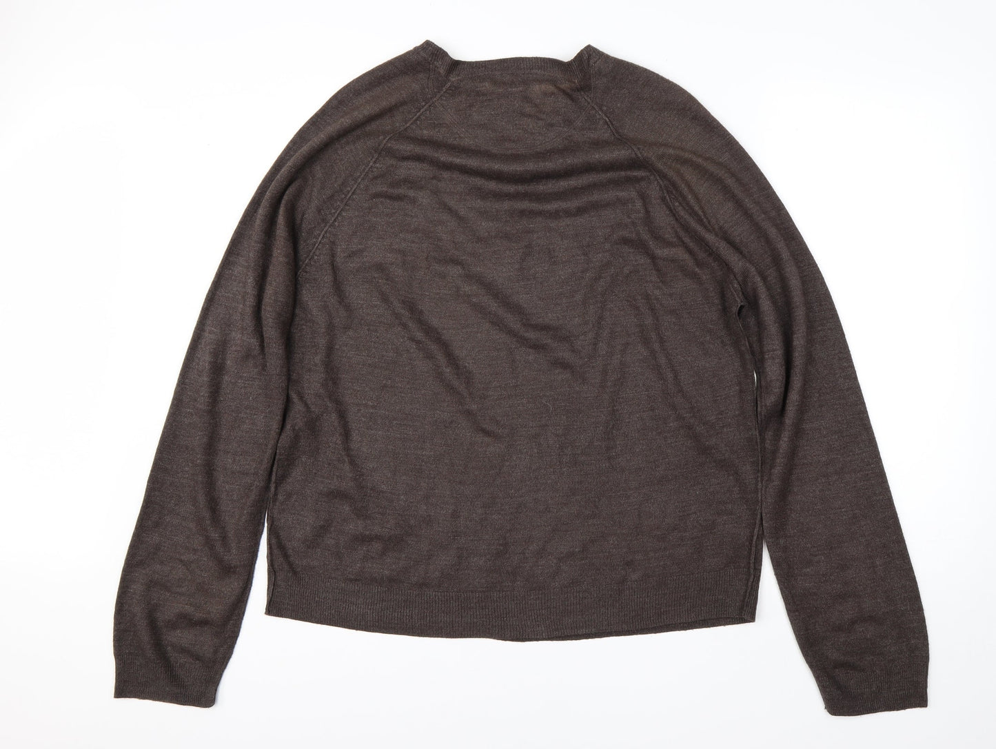 Urban Spirit Mens Brown Round Neck  Acrylic Pullover Jumper Size XL