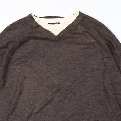 Urban Spirit Mens Brown Round Neck  Acrylic Pullover Jumper Size XL