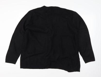 Bonmarché Womens Black Round Neck  Acrylic Cape Jumper Size XL
