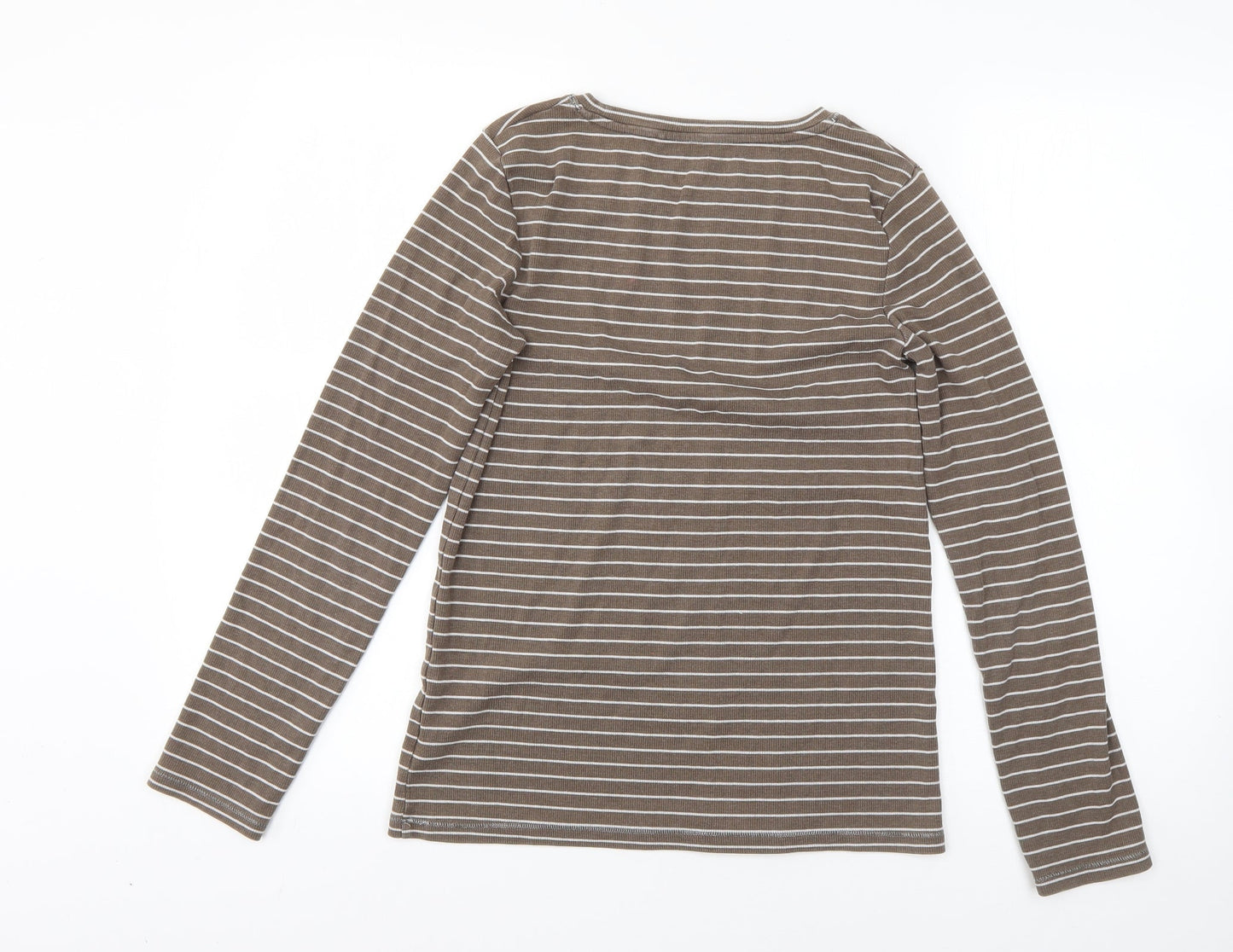 NEXT Girls Brown Round Neck Striped Cotton Pullover Jumper Size 15 Years