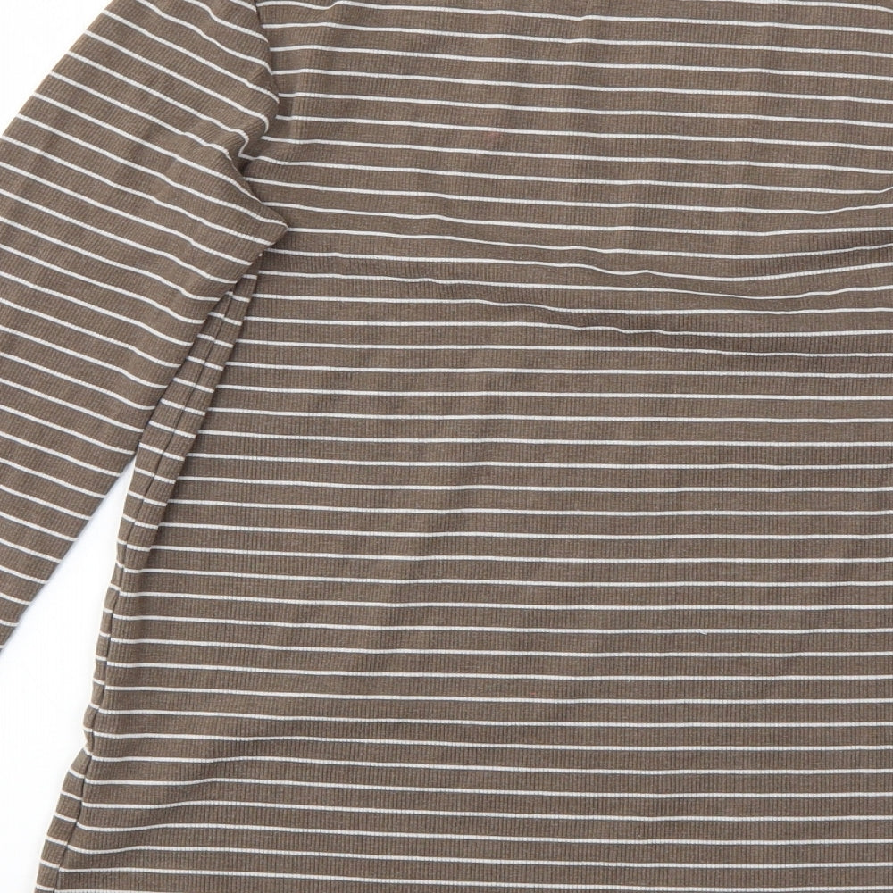 NEXT Girls Brown Round Neck Striped Cotton Pullover Jumper Size 15 Years