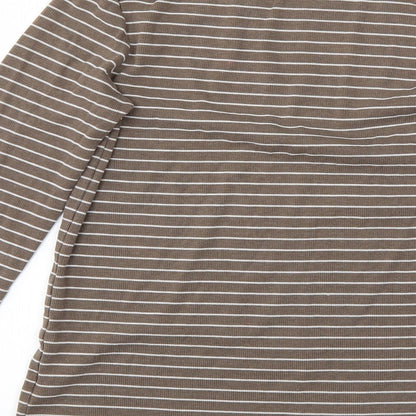 NEXT Girls Brown Round Neck Striped Cotton Pullover Jumper Size 15 Years