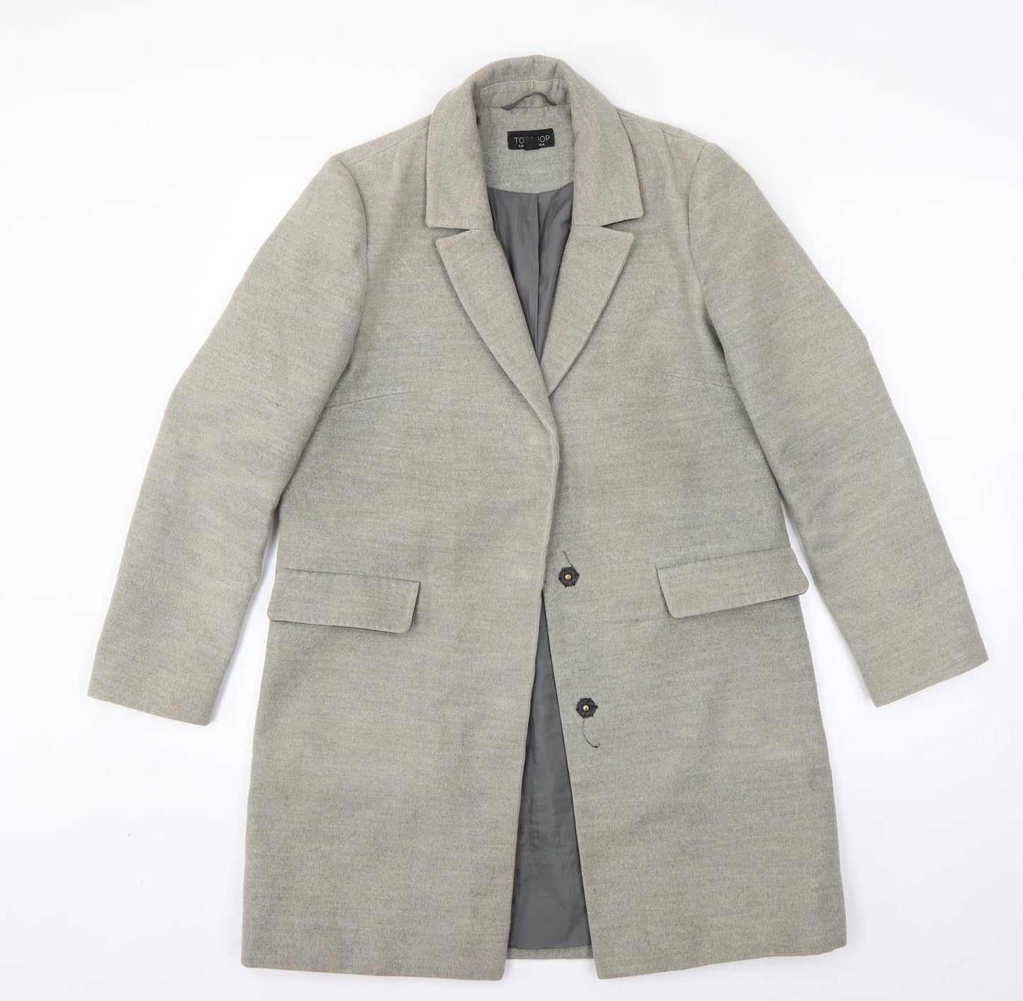 Womens UK Size 6 Topshop Grey Overcoat
