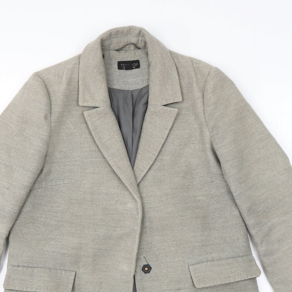 Womens UK Size 6 Topshop Grey Overcoat