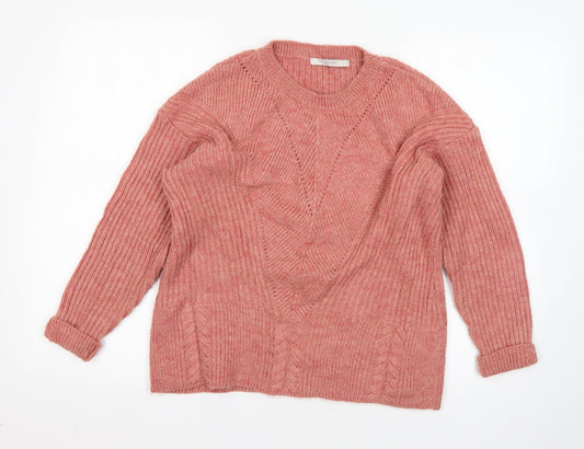 George Womens Pink Round Neck  Acrylic Pullover Jumper Size 8