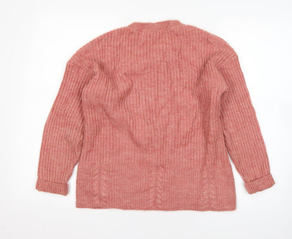 George Womens Pink Round Neck  Acrylic Pullover Jumper Size 8