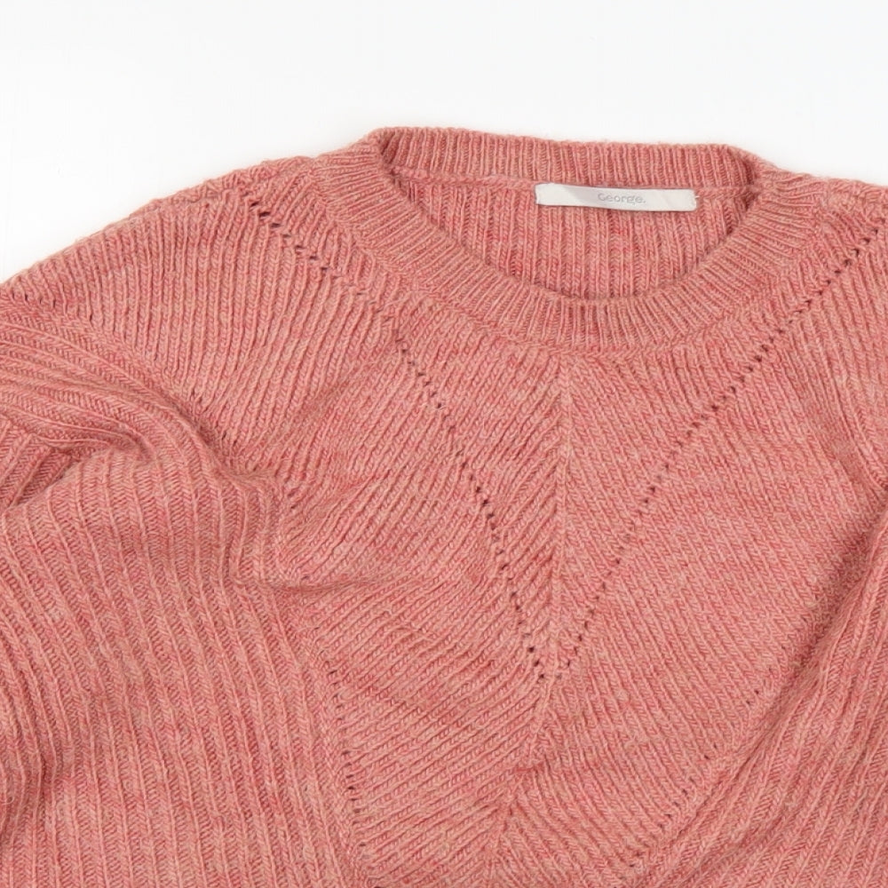 George Womens Pink Round Neck  Acrylic Pullover Jumper Size 8