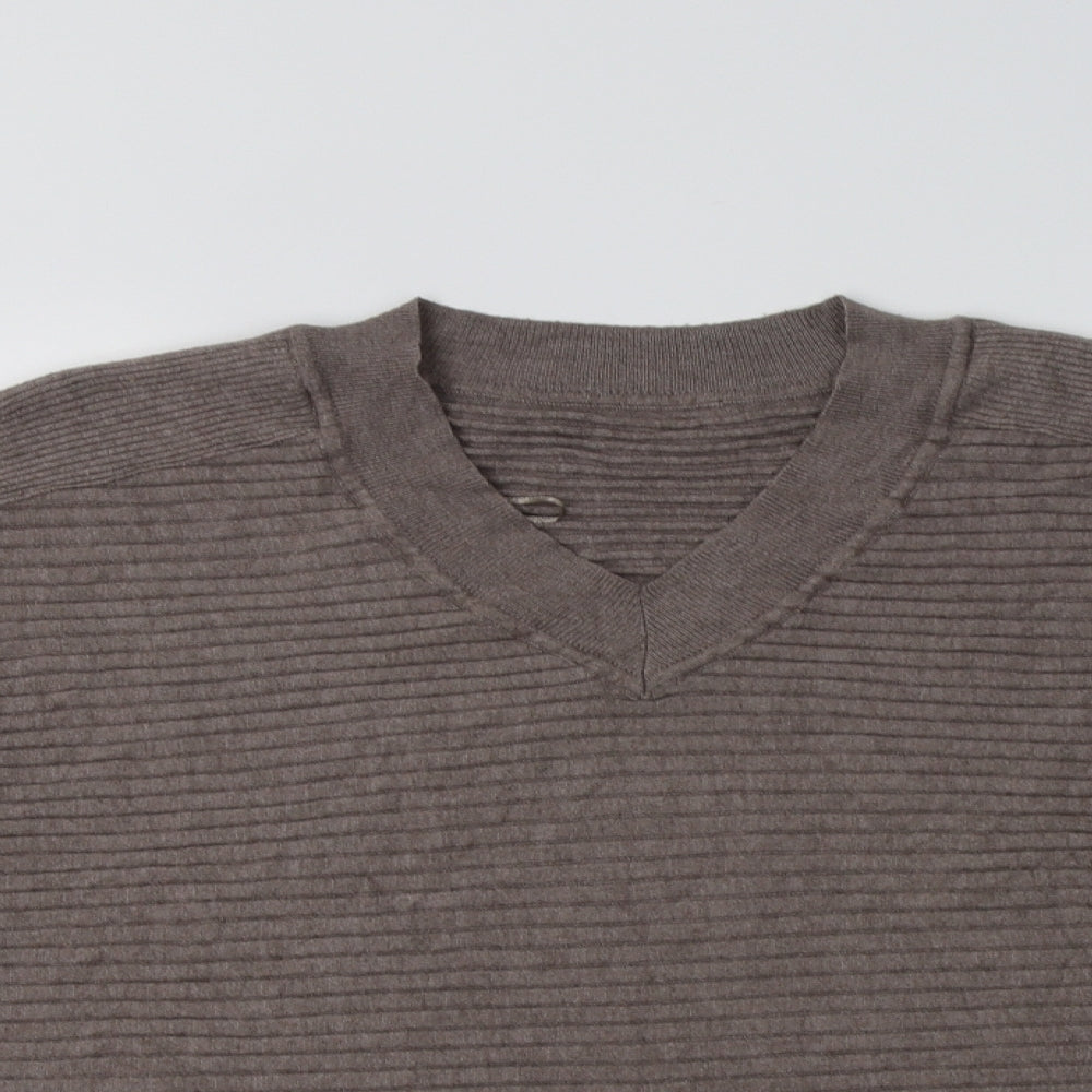 F&F Womens Grey V-Neck  Viscose Pullover Jumper Size 12
