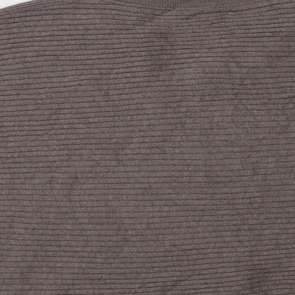 F&F Womens Grey V-Neck  Viscose Pullover Jumper Size 12