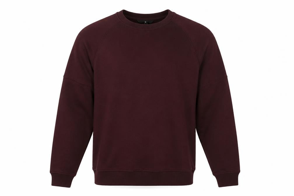 Front view of Very men’s purple cotton pullover sweatshirt, size L