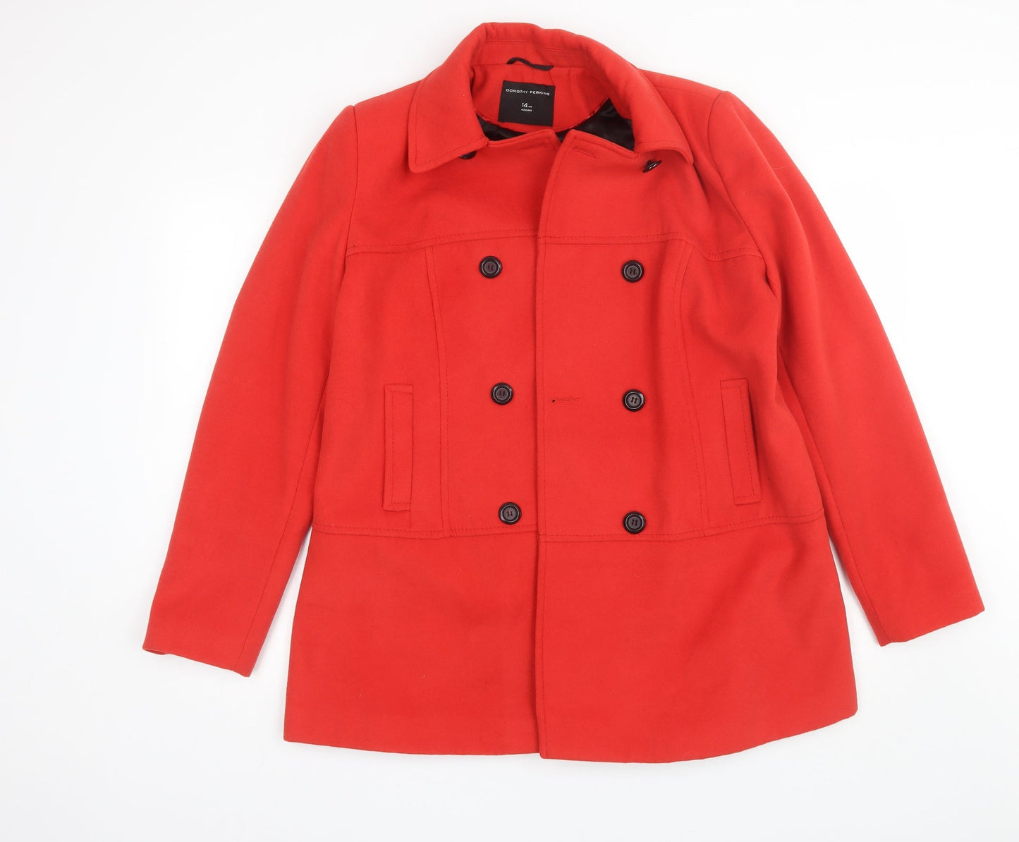 Womens UK Size 14 Dorothy Perkins Red Pea Coat