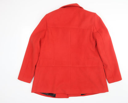 Womens UK Size 14 Dorothy Perkins Red Pea Coat