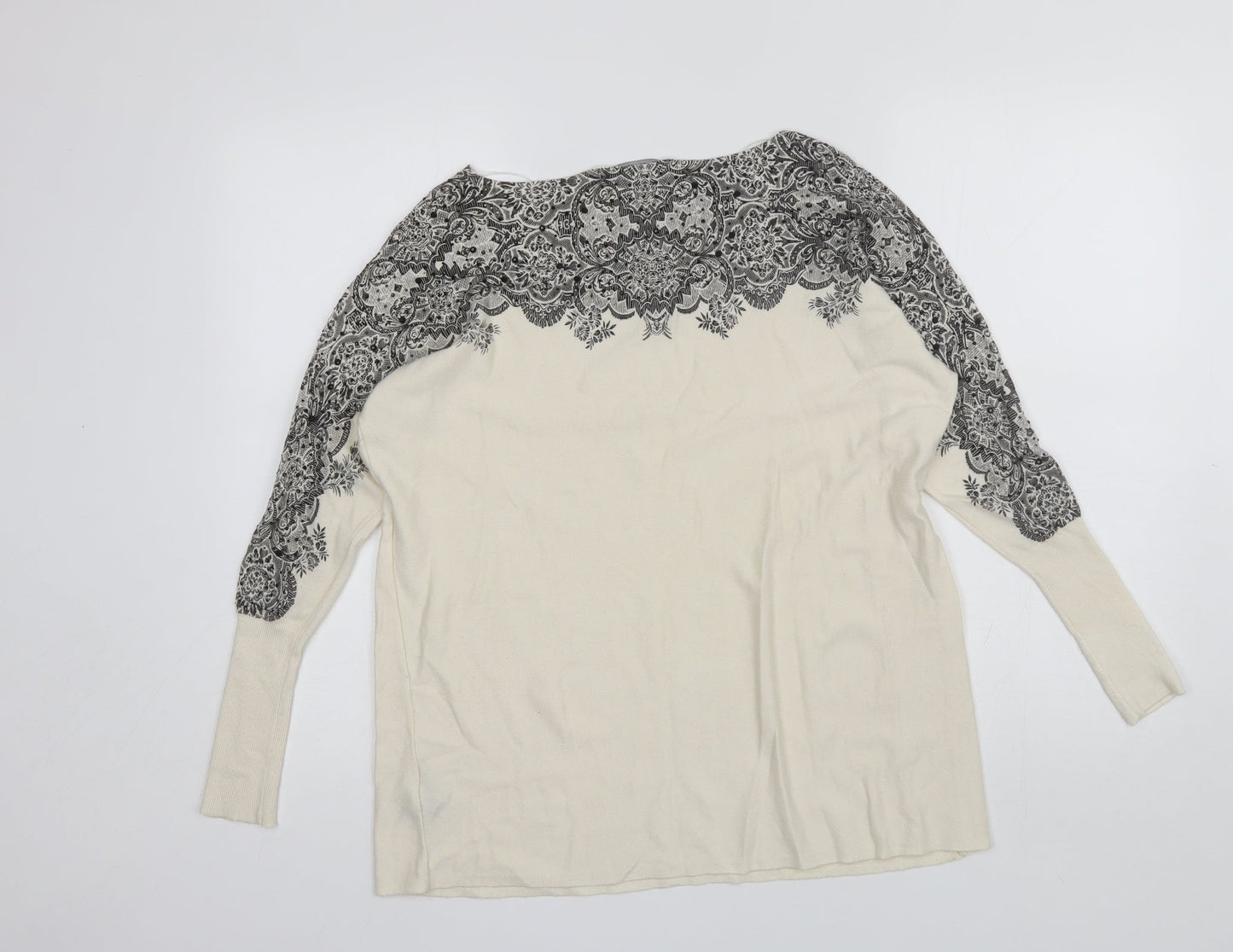 LAUREN VIDAL Womens White Round Neck  Nylon Pullover Jumper Size XS