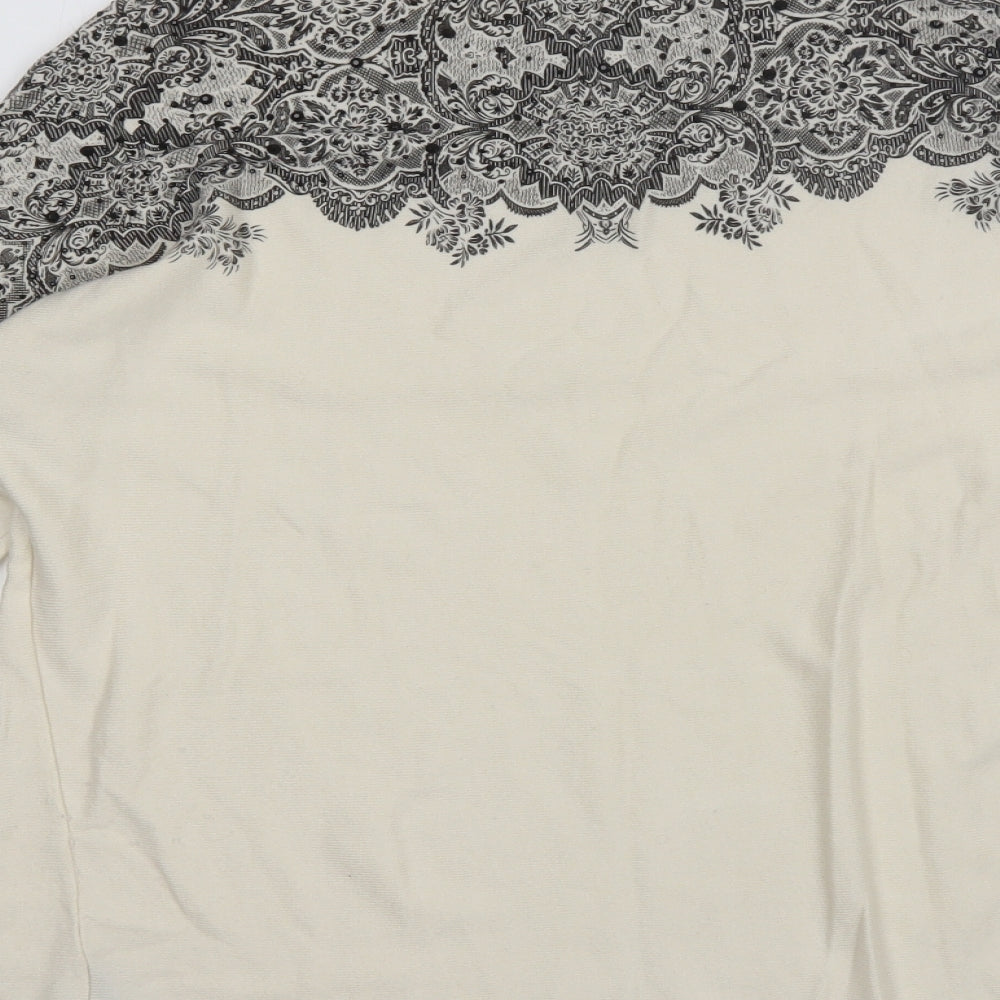 LAUREN VIDAL Womens White Round Neck  Nylon Pullover Jumper Size XS