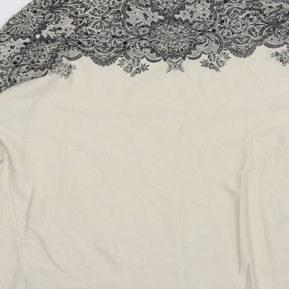 LAUREN VIDAL Womens White Round Neck  Nylon Pullover Jumper Size XS