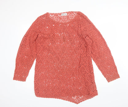 BHS Womens Pink Round Neck  Cotton Blend Pullover Jumper Size 10