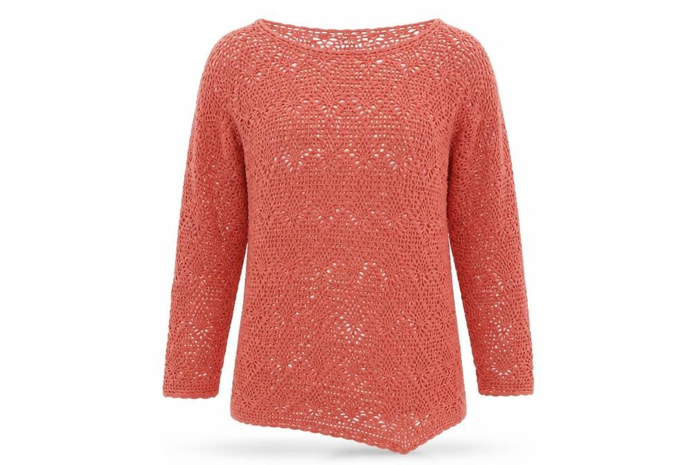 Front view of BHS women’s pink round neck cotton blend jumper, size UK 10