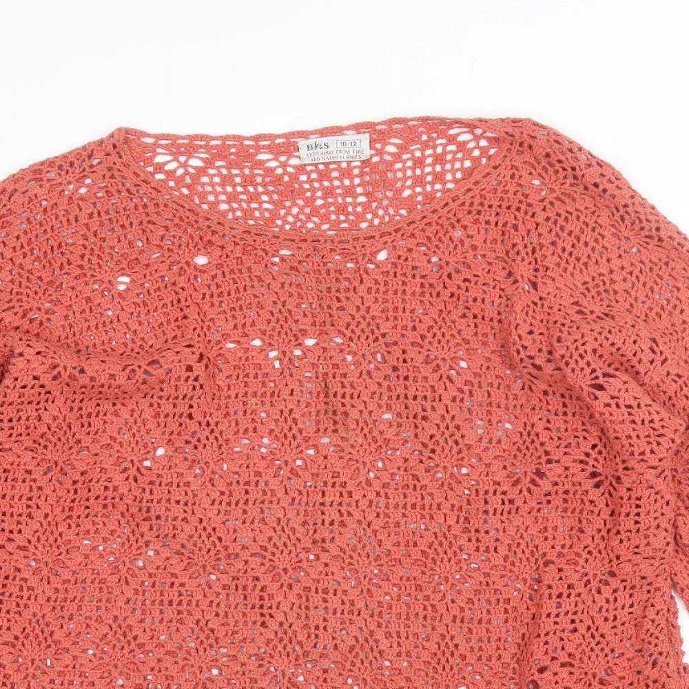 BHS Womens Pink Round Neck  Cotton Blend Pullover Jumper Size 10