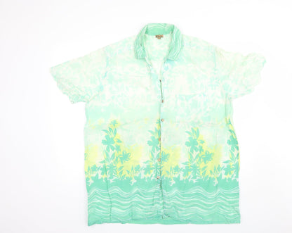 Mens UK Size L Bambu Green  Button-Up Short Sleeve Casual Shirt
