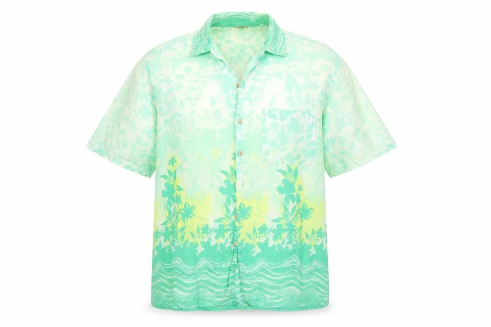 Mens UK Size L Bambu Green  Button-Up Short Sleeve Casual Shirt