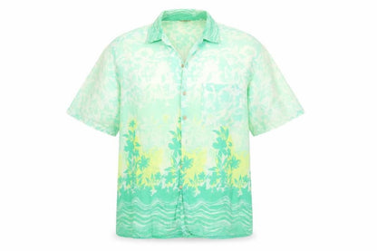 Mens UK Size L Bambu Green  Button-Up Short Sleeve Casual Shirt