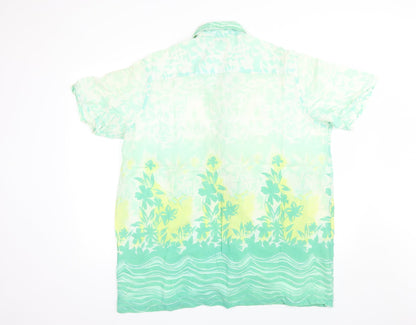Mens UK Size L Bambu Green  Button-Up Short Sleeve Casual Shirt