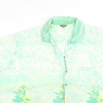 Mens UK Size L Bambu Green  Button-Up Short Sleeve Casual Shirt