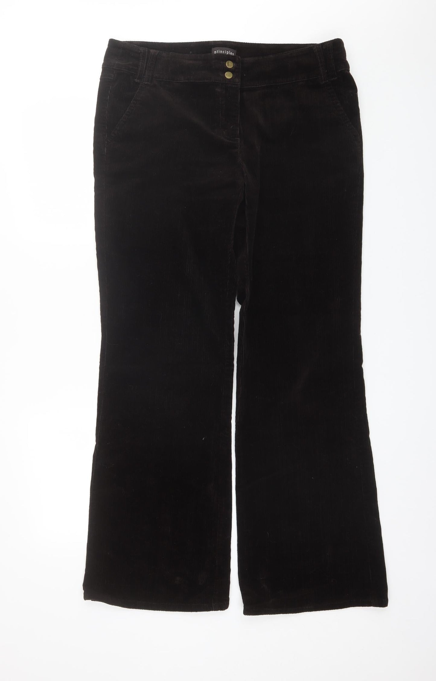 Principeles Womens Brown  Cotton Trousers  Size 14 L32 in Regular