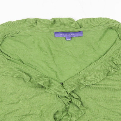 Autonomy Womens Green  Cotton Basic Blouse Size 14 V-Neck