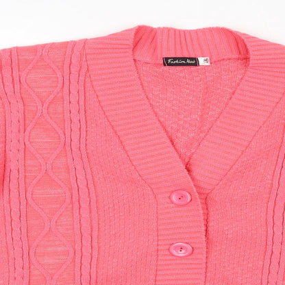 Womens UK Size L Fashion Alert Pink Cardigan Jumper
