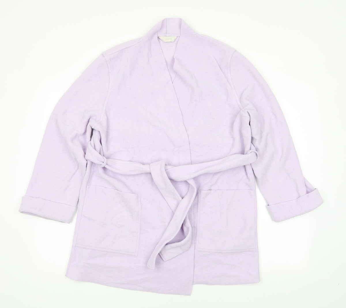Additional front view of Marks & Spencer women’s purple solid polyester robe, size UK 12, - pale lilac mid length