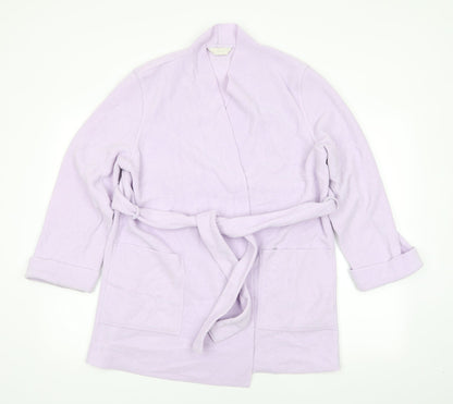Additional front view of Marks & Spencer women’s purple solid polyester robe, size UK 12, - pale lilac mid length