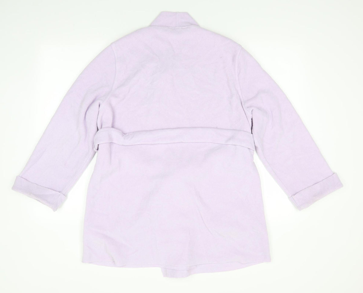 Back view of Marks & Spencer women’s purple solid polyester robe, size UK 12, - pale lilac mid length