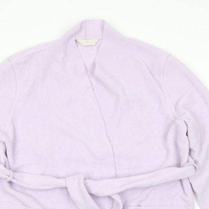 Close-up detail of Marks & Spencer women’s purple solid polyester robe, size UK 12, - pale lilac mid length