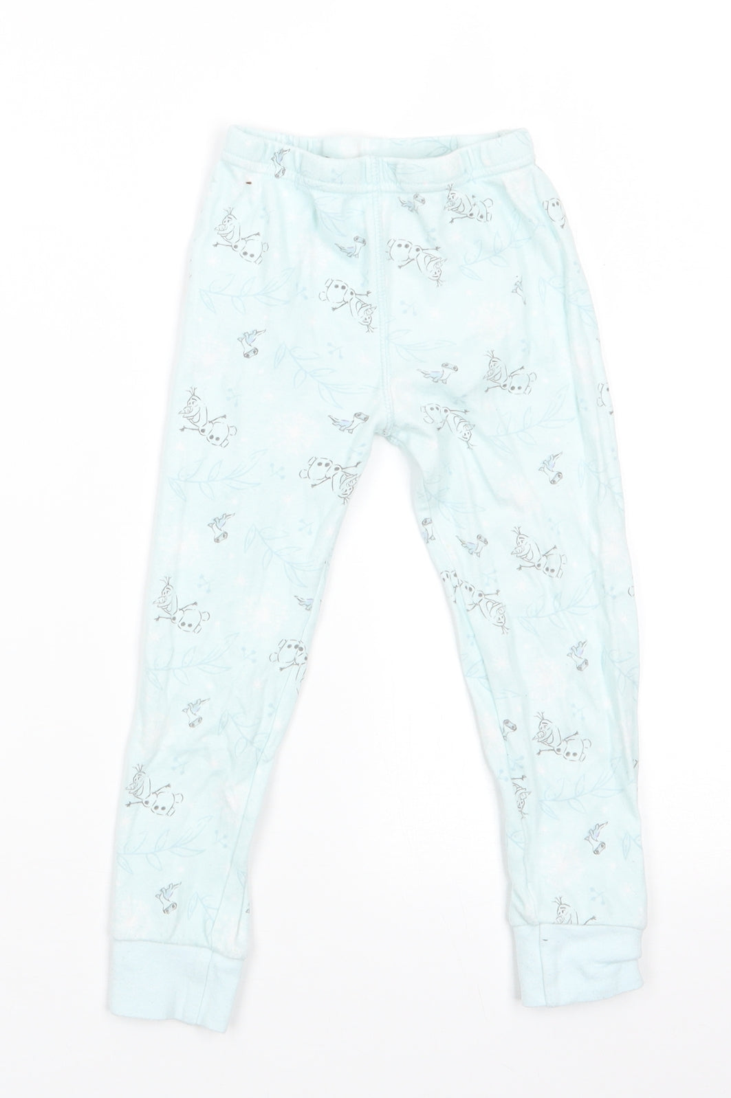 Frozen at George Girls Green Floral   Pyjama Pants Size 3-4 Years   - Mint green Olaf with leaf print