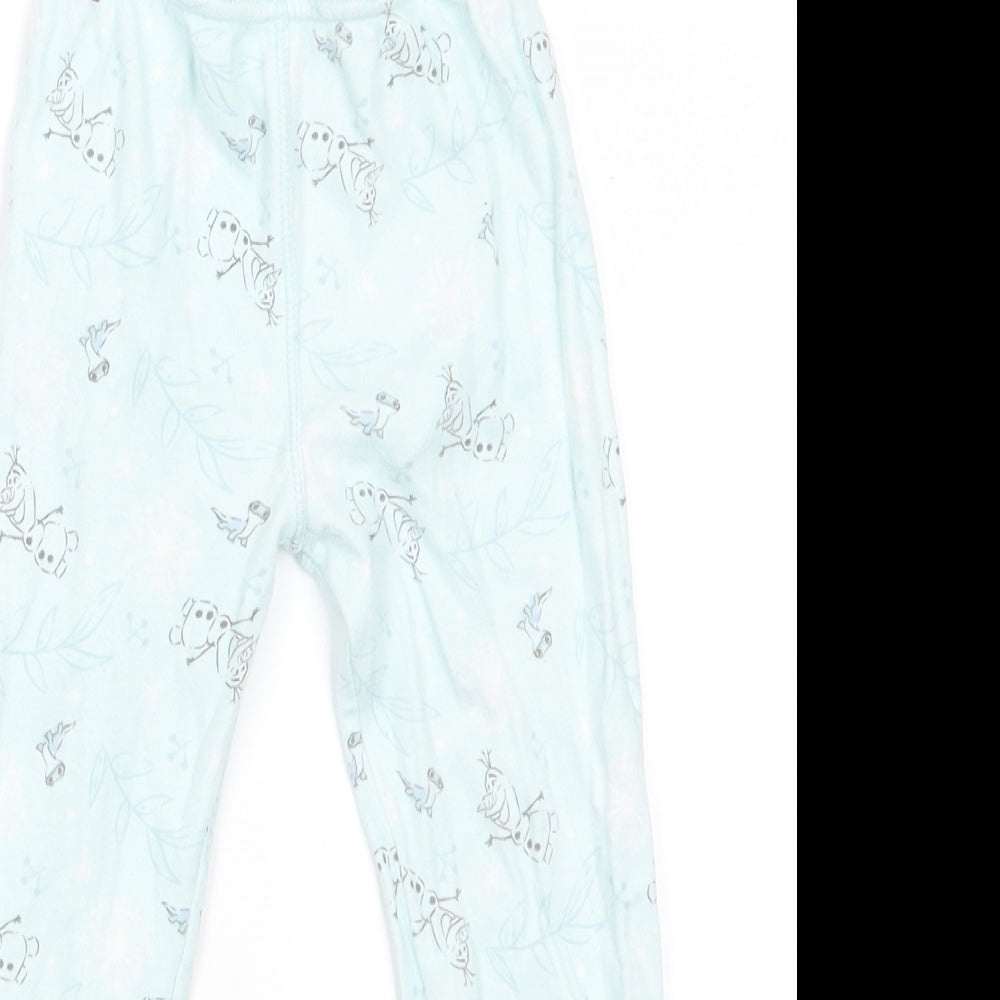 Frozen at George Girls Green Floral   Pyjama Pants Size 3-4 Years   - Mint green Olaf with leaf print
