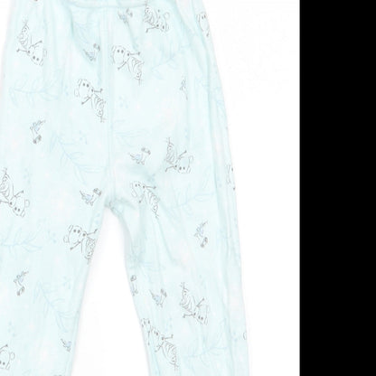 Frozen at George Girls Green Floral   Pyjama Pants Size 3-4 Years   - Mint green Olaf with leaf print