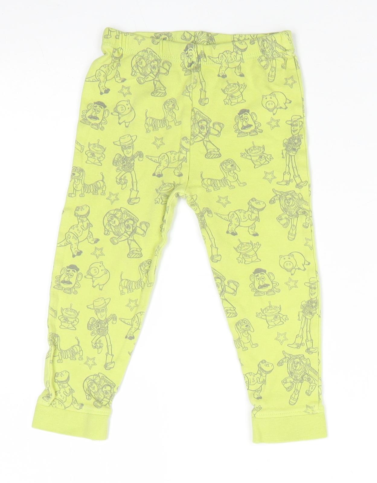 Toy Stroy Boys Green Solid Cotton  Pyjama Pants Size 12-18 Months   - Toy Story Characters Lime Green
