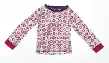 TU Boys Grey Geometric Cotton  Pyjama Top Size 6-7 Years   - Red Print Mock elbow pads