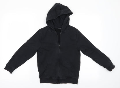 TU School Boys Black  Cotton Full Zip Hoodie Size 7 Years   - School Hoodie
