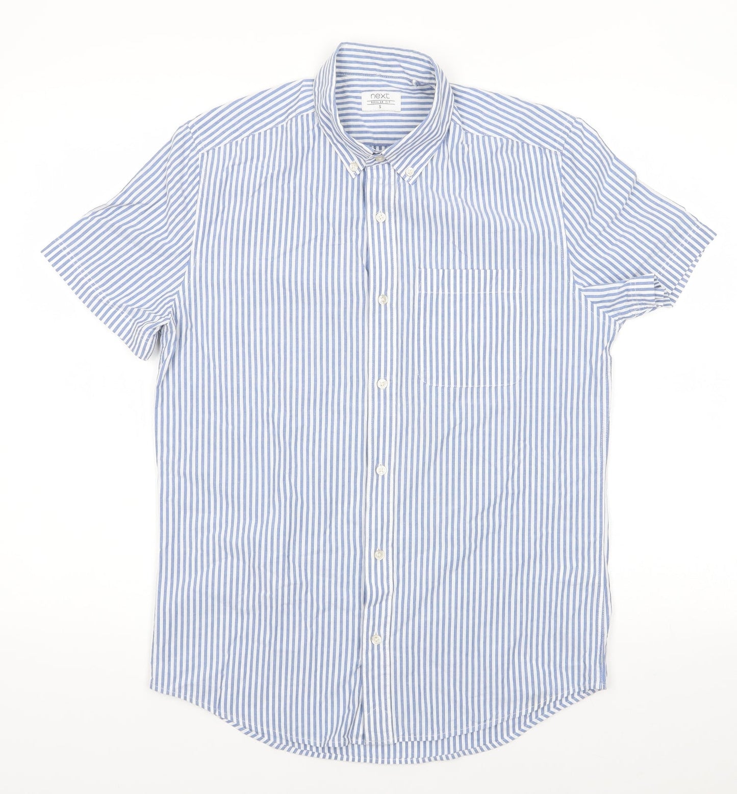 Mens UK Size S NEXT Blue  Button-Up Short Sleeve Casual Shirt