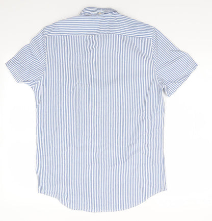 Mens UK Size S NEXT Blue  Button-Up Short Sleeve Casual Shirt