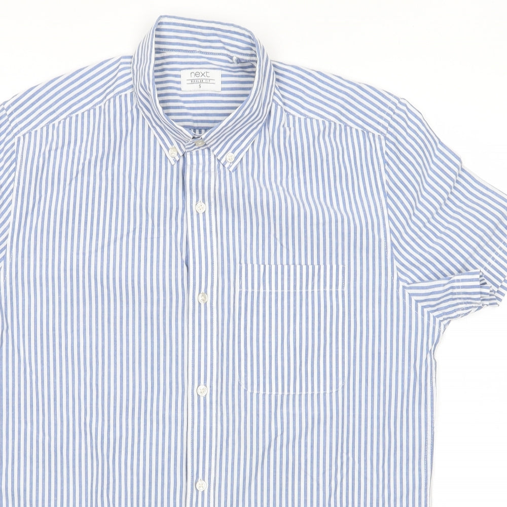 Mens UK Size S NEXT Blue  Button-Up Short Sleeve Casual Shirt