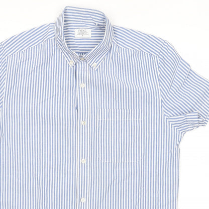 Mens UK Size S NEXT Blue  Button-Up Short Sleeve Casual Shirt